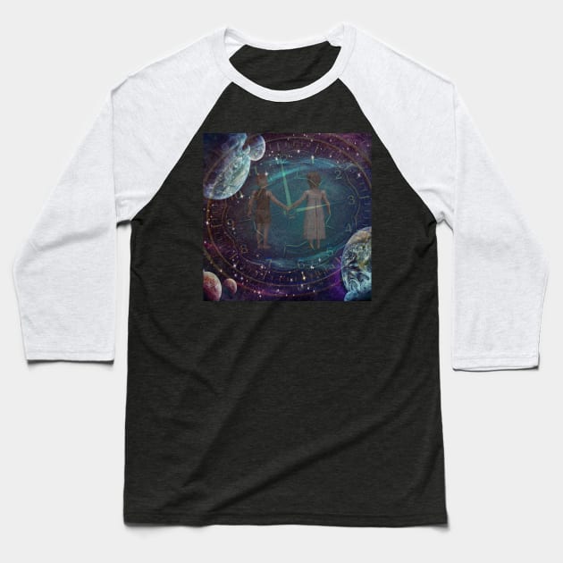 Children Walking Into The Future Baseball T-Shirt by allthumbs